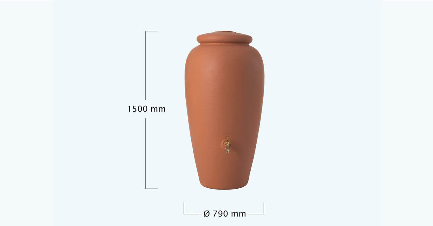 Baril collecteur d'eau de pluie style Amphora avec 2 robinets en