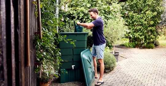 Rectangular rain barrel 300L green