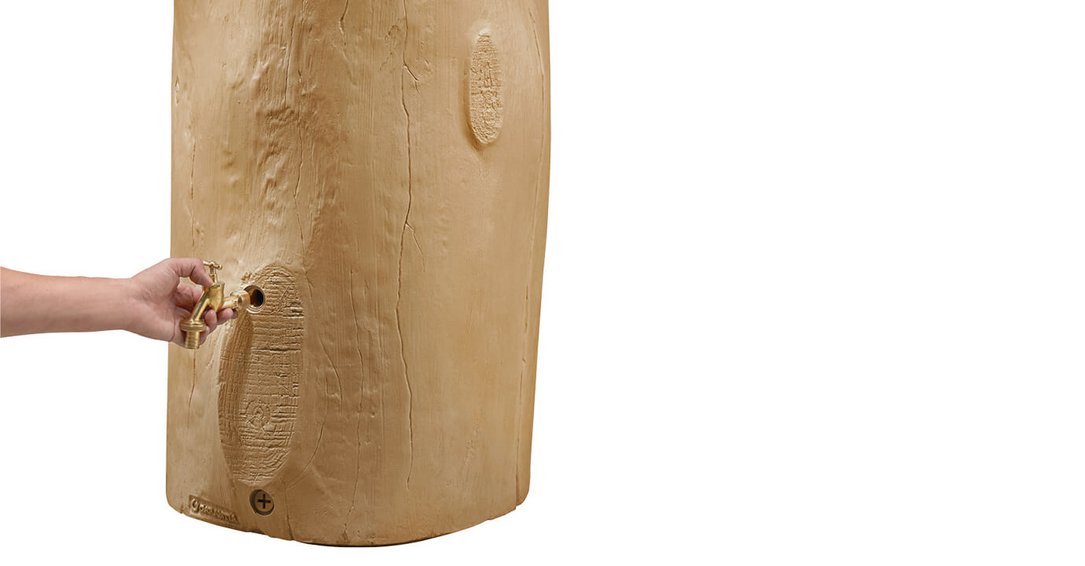 Woodstock Regenspeicher 250L lightwood Auslaufhahn montiert