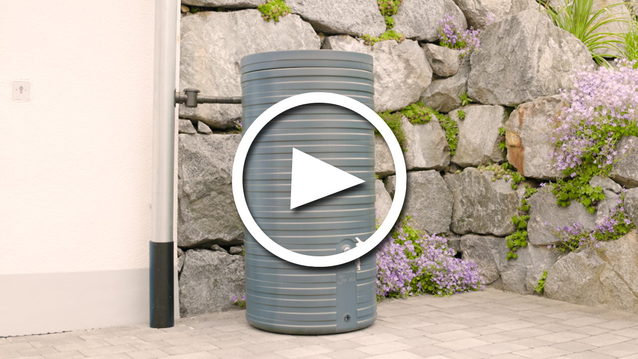GARANTIA NORDIC Serbatoio Per Acqua Piovana 300 Litri - Grigio Pietra Con Coperchio Di Sicurezza - Made In Germany
